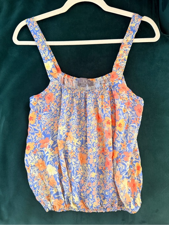 Tysa Tops - TYSA Floral Elastic-Hem Camisole in Blue & Orange